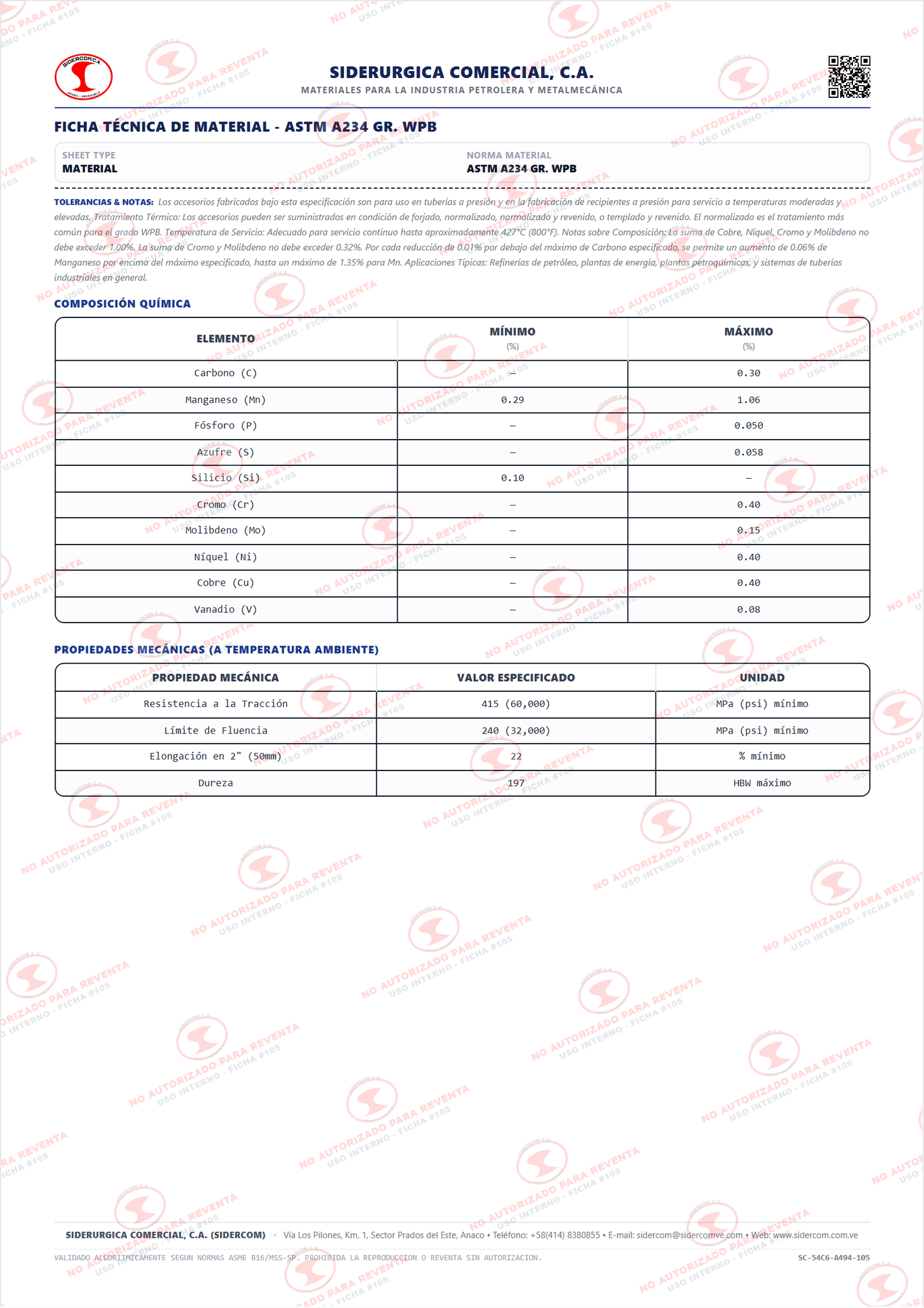 Tee Reductora de 8" x 6", Acero al Carbono A234-WPB, Schedule XS/80, ASME B16.9