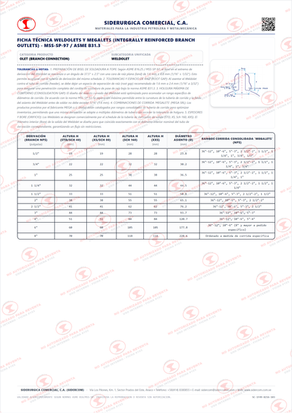 Weldolet de 3" para Tubería de 8" a 14", Schedule STD/40, Soldable a Tope (Butt Weld), Acero al Carbono para Baja Temperatura A350-LF2, MSS-SP-97
