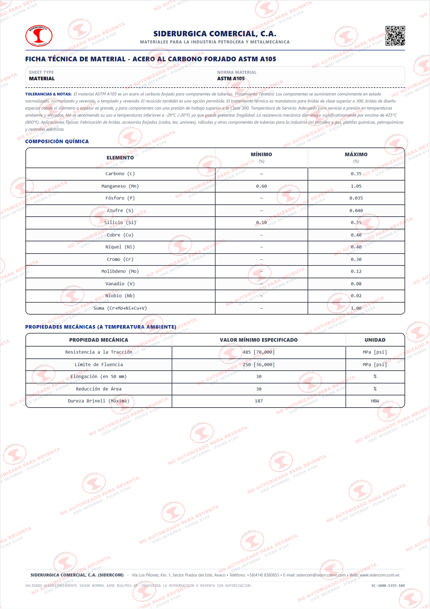 Unión Roscada (NPT) de 1", Acero al Carbono A105, Clase 6000, ASME B16.11