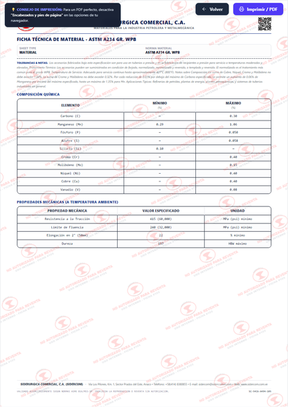 Reducción Excéntrica de 20" a 14", Acero al Carbono A234-WPB, Espesor 0.562" x Sch 60, ASME B16.9