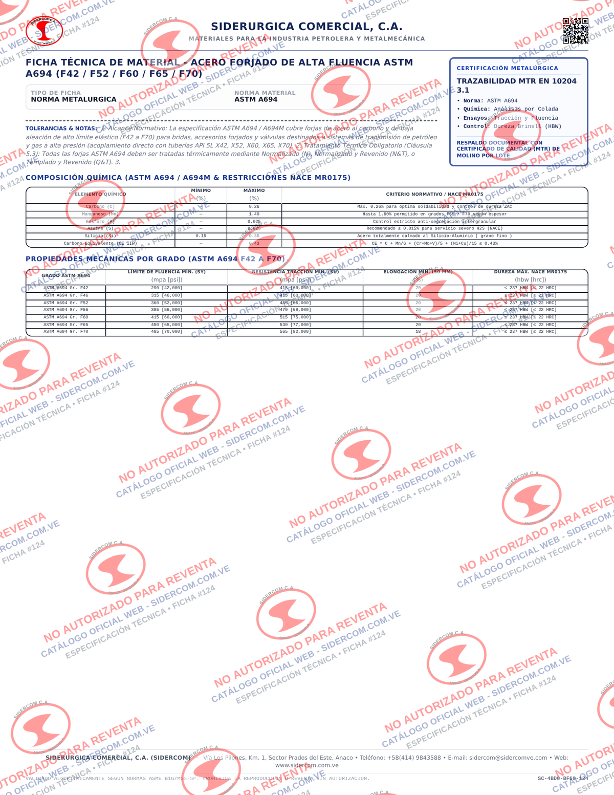Reducción Concéntrica de 4" a 3", Acero de Alto Rendimiento A694-WPHY42, Schedule STD/40, ASME B16.9